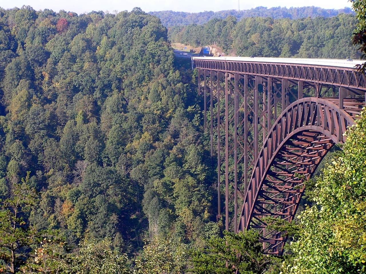 New River Gorge Bridge in West Virginia is 900 ft. above the river. © John Suddath